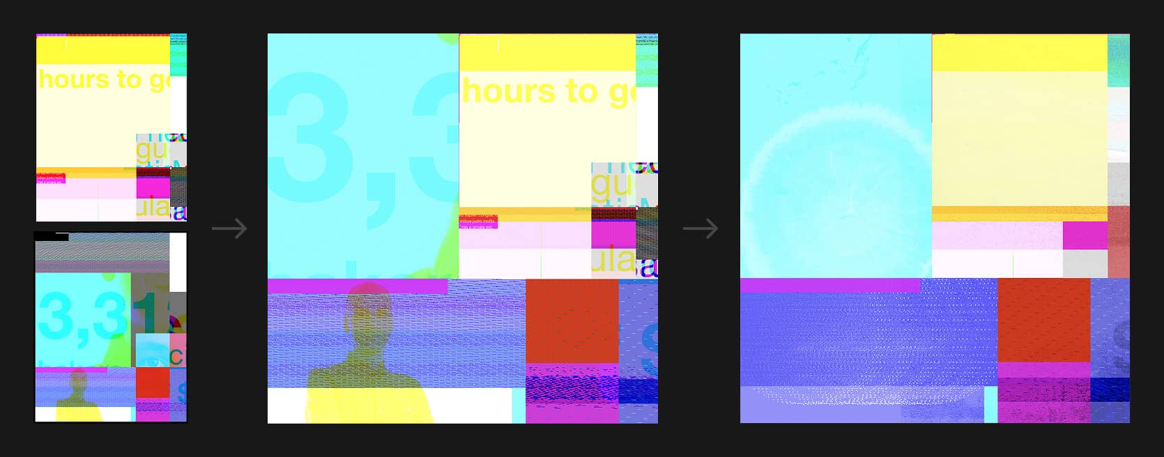 Left to right: combining favorite compositions and refining